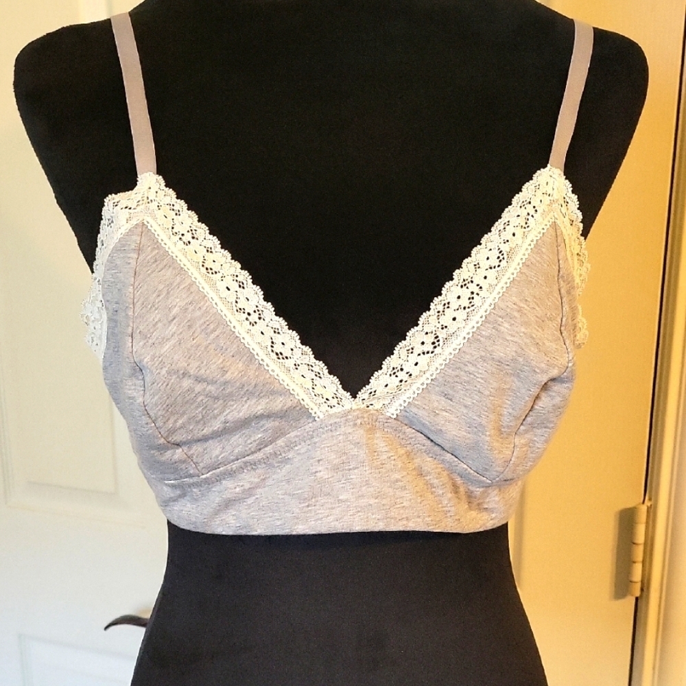 Jenni Gray Lace Trim Bralette NWOT size XL